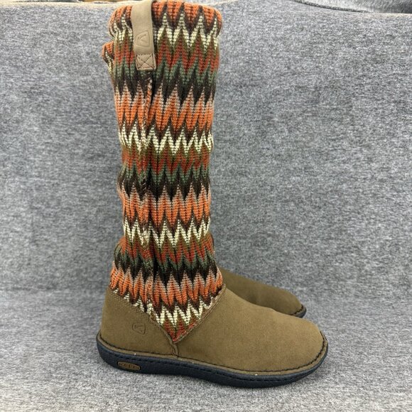 ✅Keen Auburn Navajo Suede Tall Pull On Sherpa Lined Knit Boots Women's Size 7 ✅ - Picture 7 of 9
